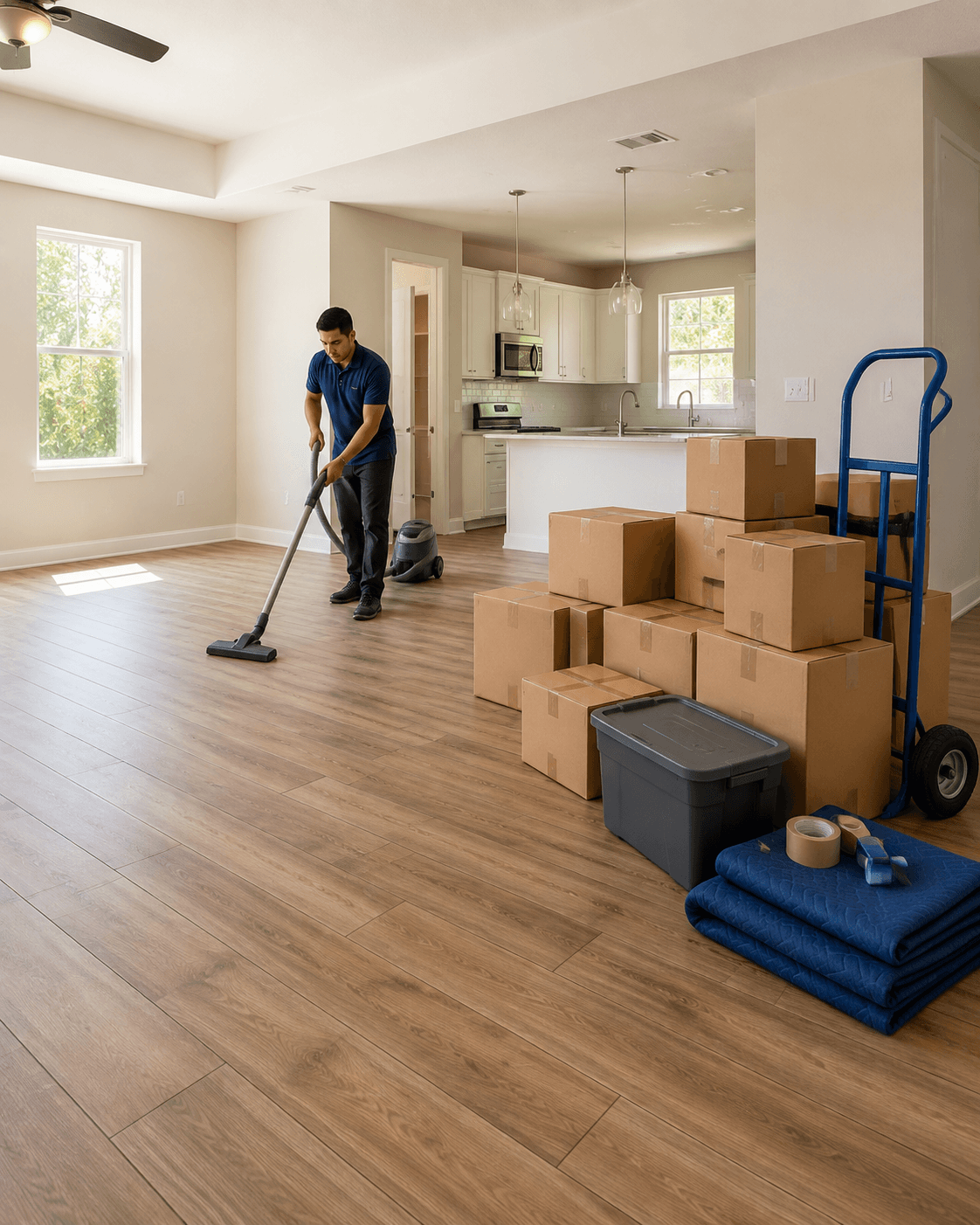 An empty home prepared for move cleaning
