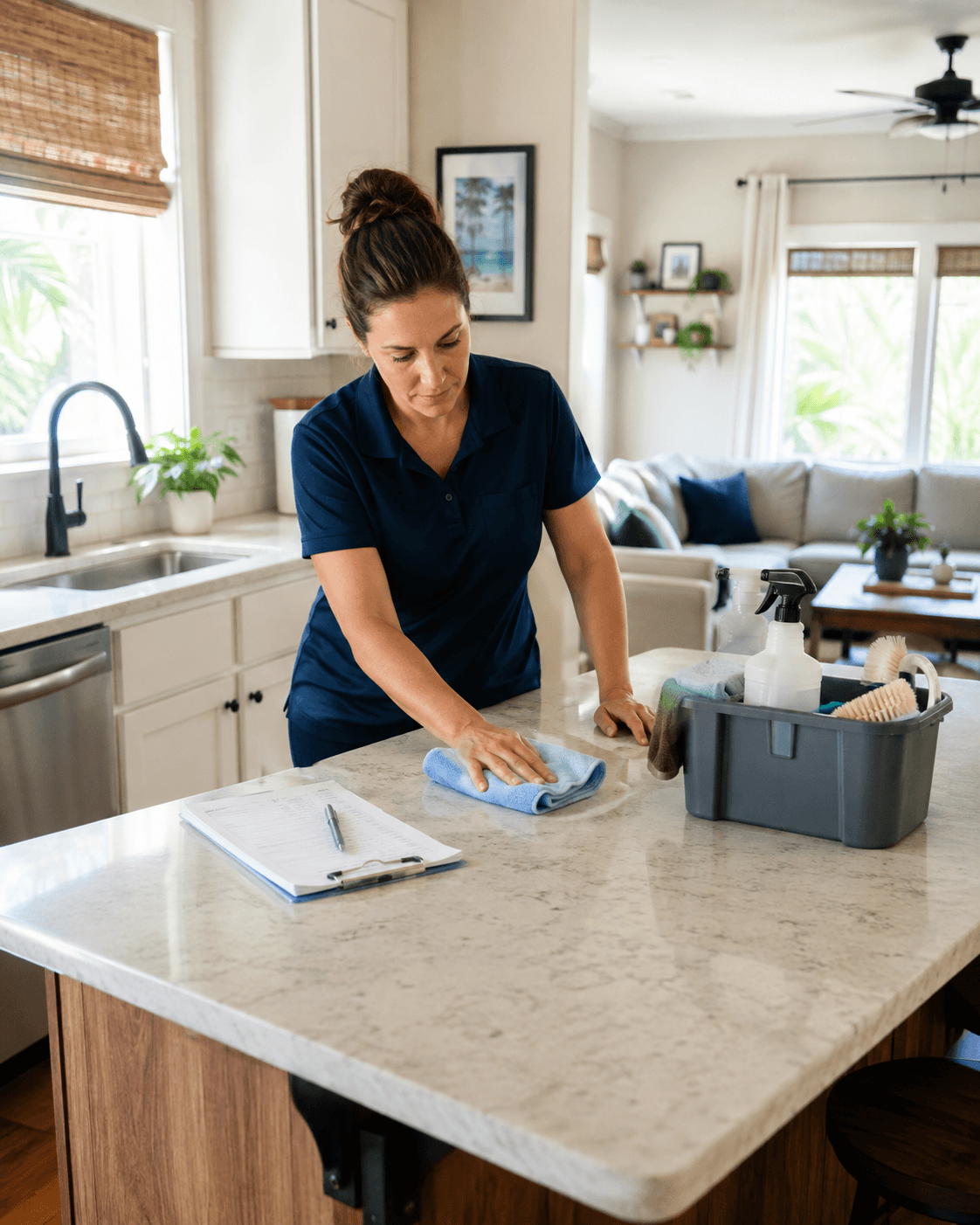 A bright, regularly maintained kitchen and dining space