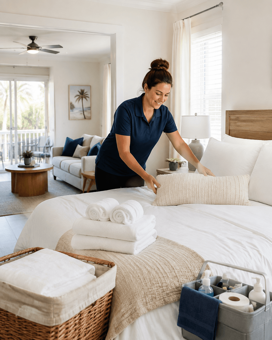 A guest-ready vacation rental bedroom